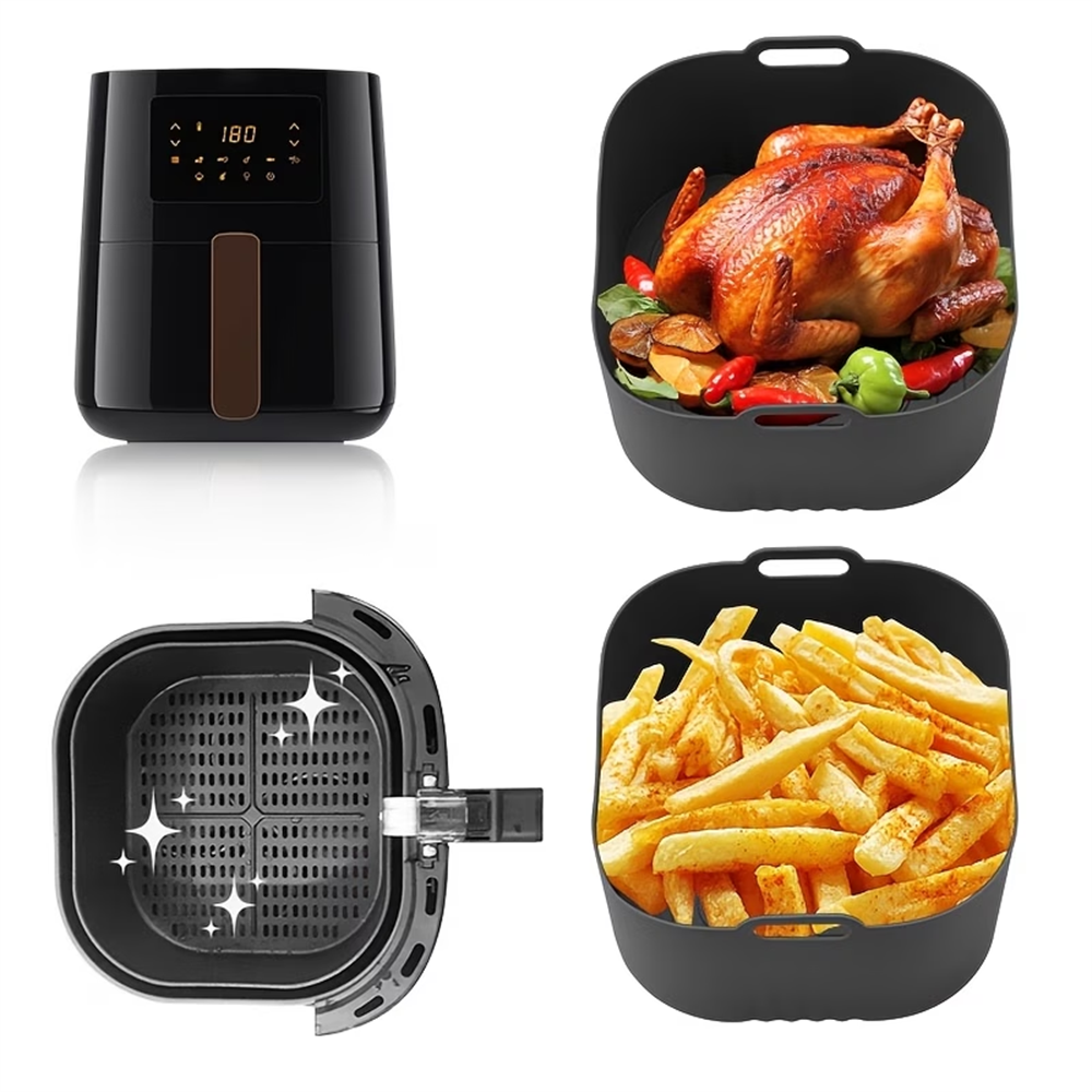 Air Fryer Accessories - 17.5cm/6.89inch Air Fryer Silicone Tray ，Compatible