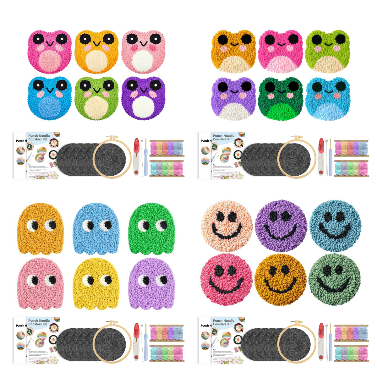 Kitchen Gadgets Crossword - 6Pcs Frog Punch Needle Coaster Kit