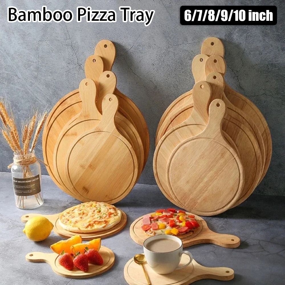 Pizza Stone Baking - 1Pcs Stone Cutting Bamboo Pizza Tray