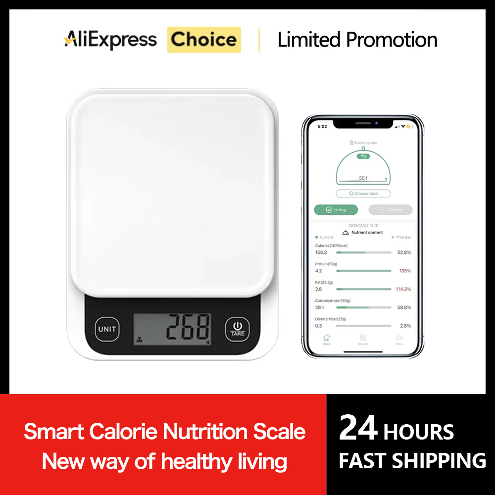 Digital Kitchen Scale - 5kg/0.1g/1g Smart Kitchen Scales Nutrition Scale