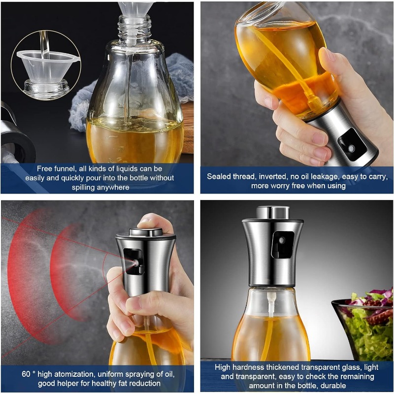1Pc 200ml Stainless Steel Oil  - Oil Mister Spray Bottle のレビューと価格