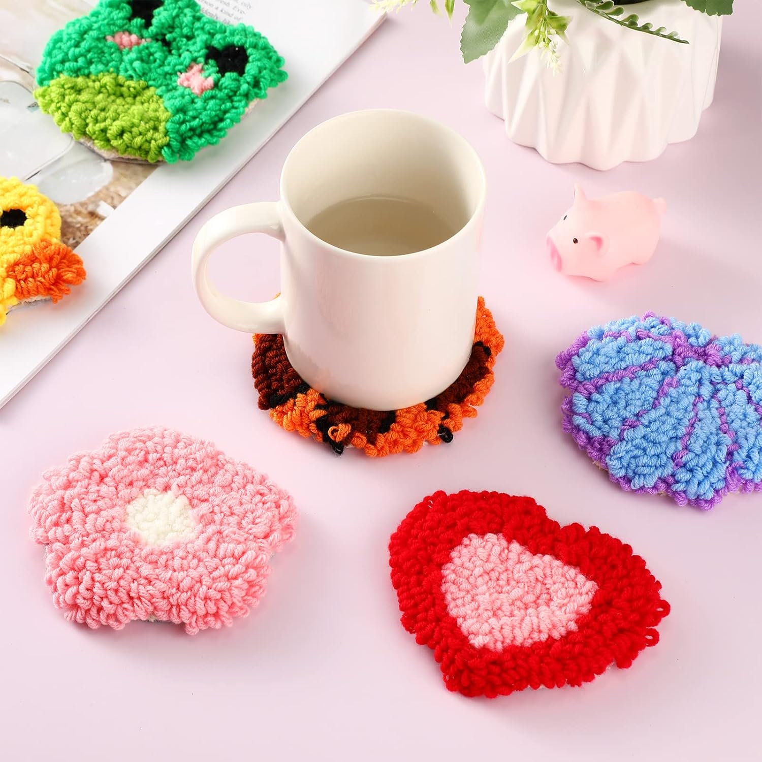 6Pcs Frog Punch Needle Coaster - Kitchen Gadgets Crossword のレビューと価格