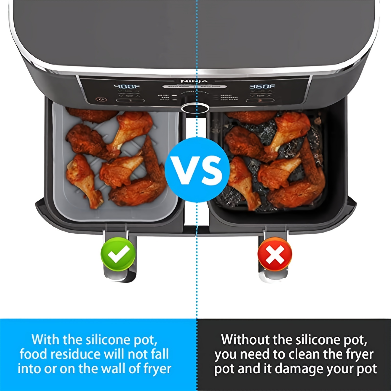 1/2Pcs Air Fryer Silicone Tray - Air Fryer Accessories のレビューと価格