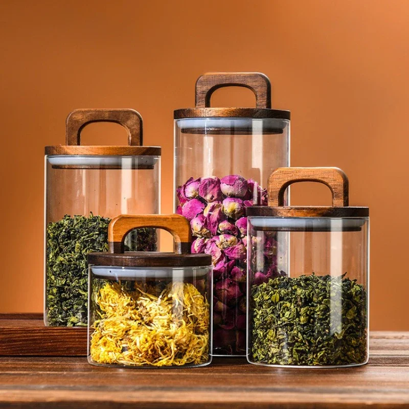 Clear Glass Jar with Bamboo Li - Korean Kitchen Gadgets のレビューと価格