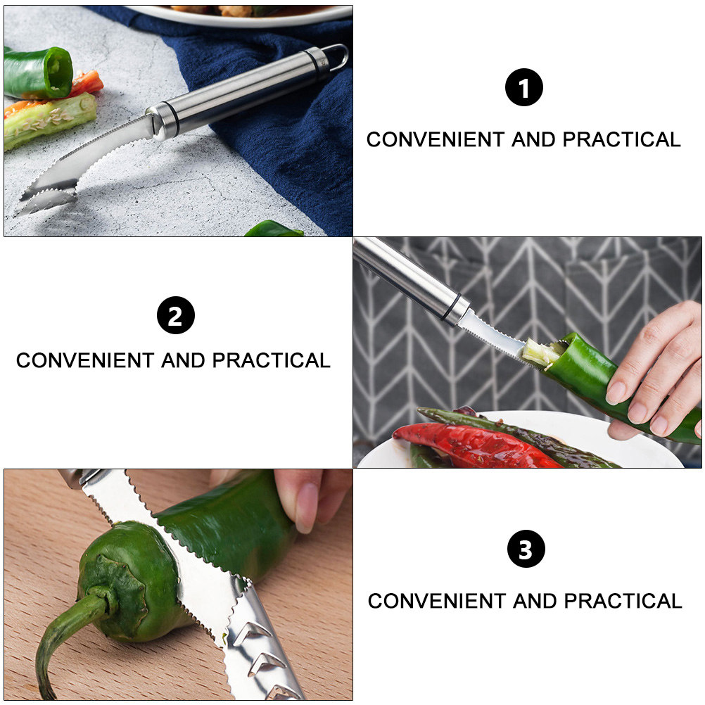 2Pcs Stainless Steel Chili Cor - Kitchen Gadgets Usa のレビューと価格
