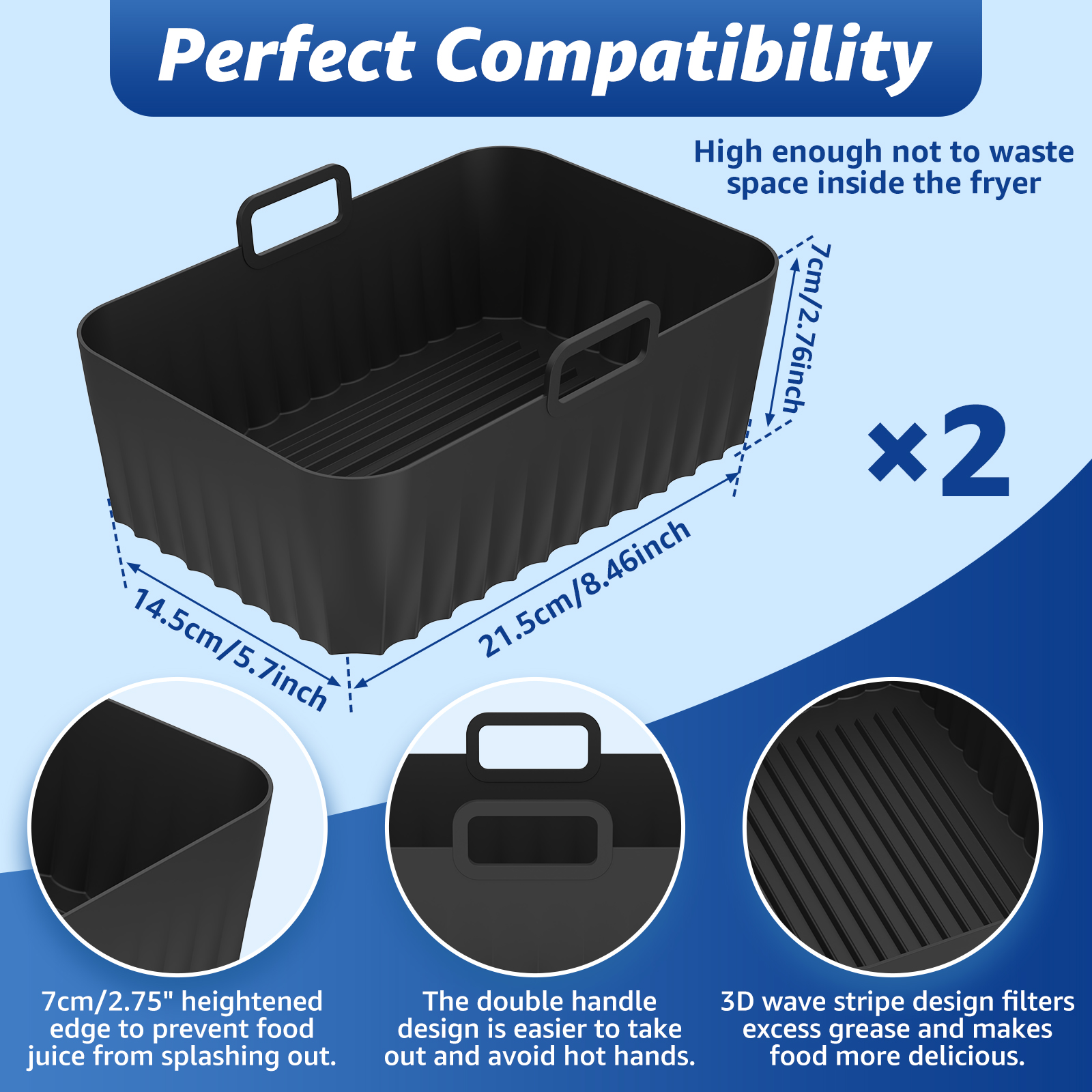 2Pcs Air Fryer Silicone Pot Ai - Air Fryer Accessories のレビューと価格