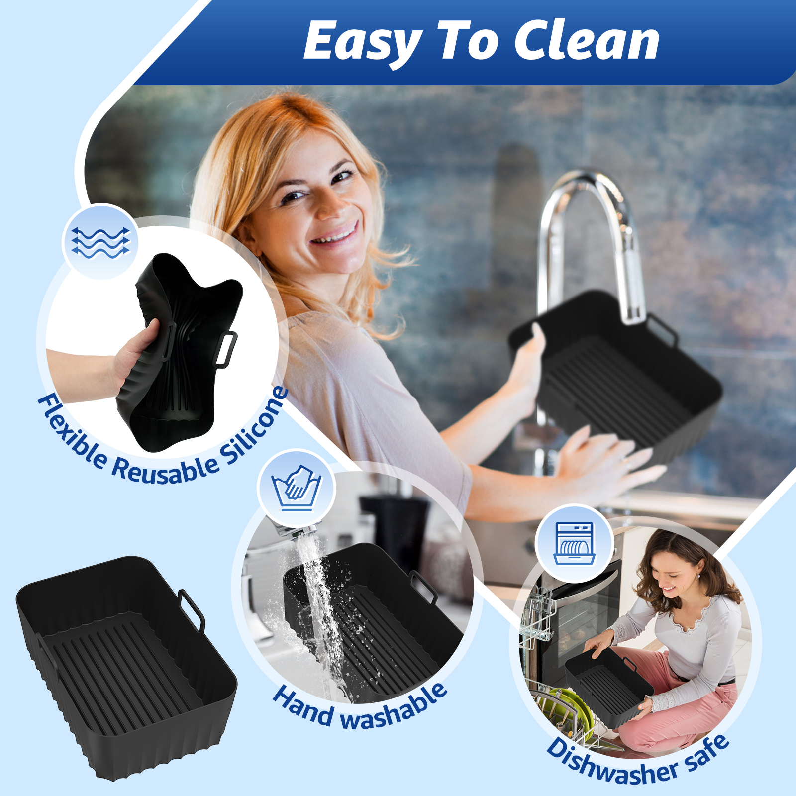 2Pcs Air Fryer Silicone Pot Ai - Air Fryer Accessories のレビューと価格